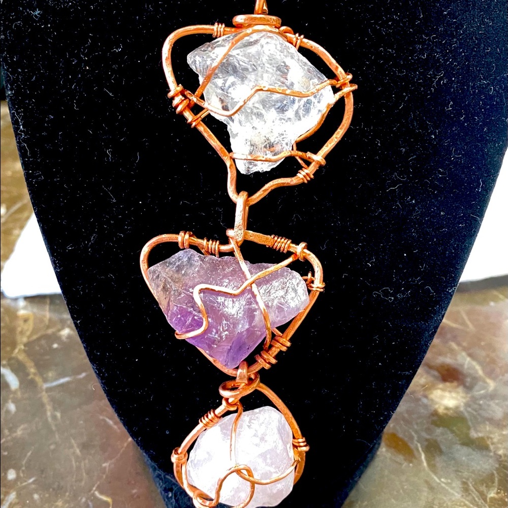 Amethyst 3-n-1 trio crystal stones